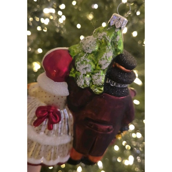 Hand-Painted Mouth-Blown Glass Christmas Ornament Victorian Carolers Poland SZ L - Picture 6 of 9